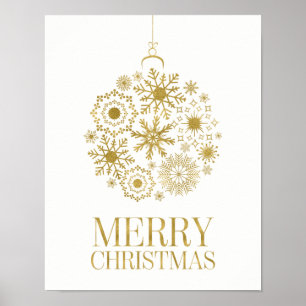 Póster Ornamento dorado de copo de nieve Feliz Poster de