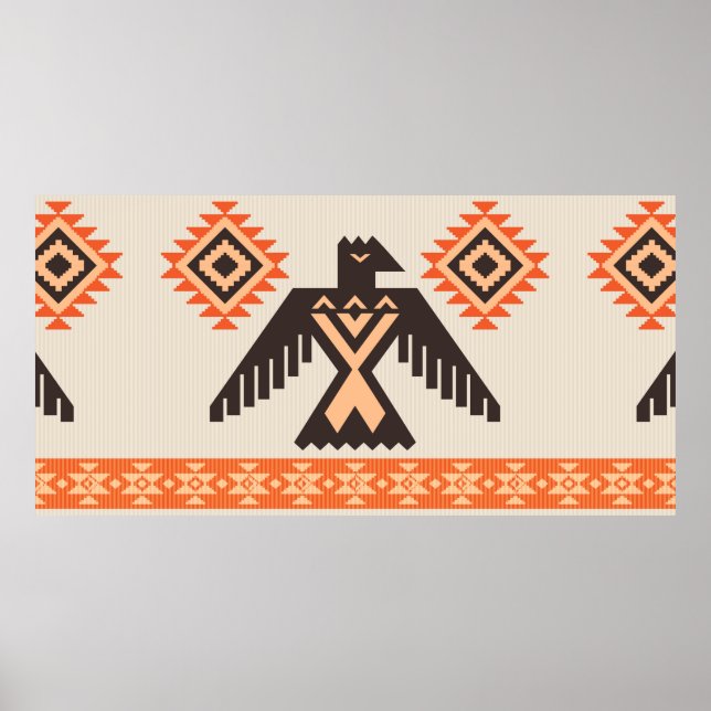 Póster Ornamento étnico tribal con águila (Frente)