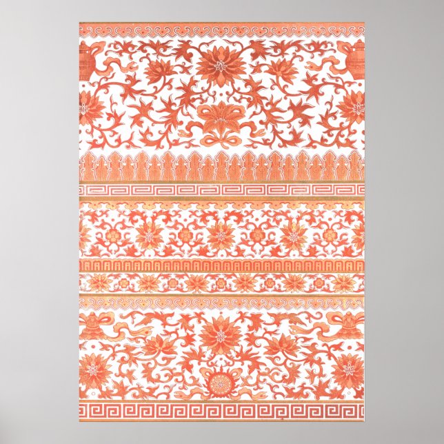 Póster Ornamento floral estilo asiático Poster por Owen J (Frente)