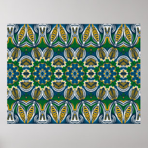 Póster Ornamento floral tradicional, patrón sin fisuras c