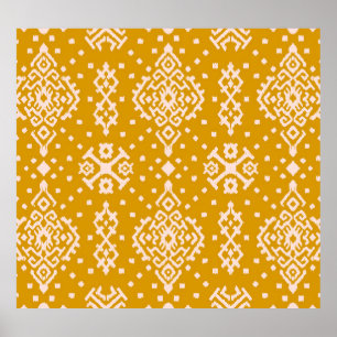 Póster Ornamento folclórico de Ikat - textura étnica.