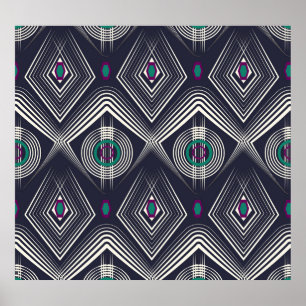 Póster Ornamento Geométrico Antiguo, Textura Elegante.