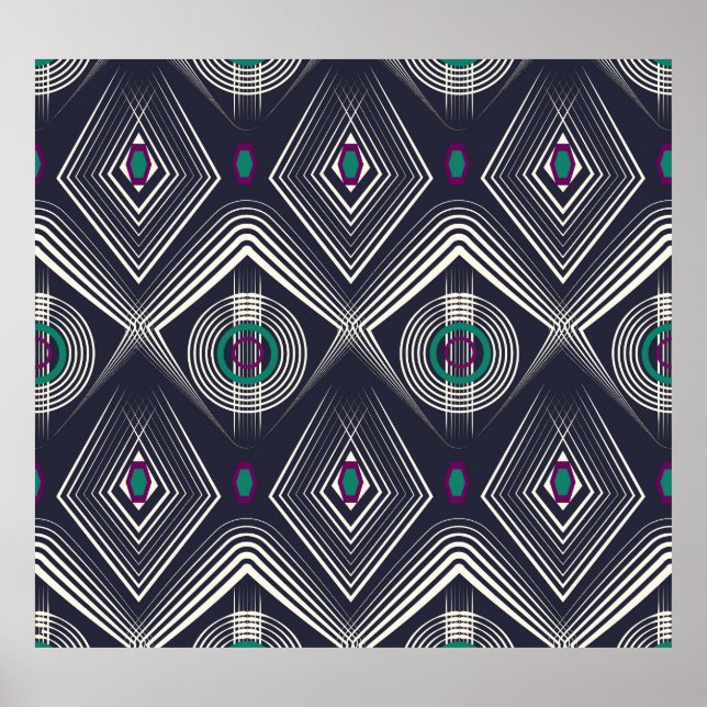 Póster Ornamento Geométrico Antiguo, Textura Elegante. (Frente)