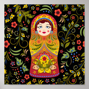 Póster Ornamento matrioshka nativo ruso