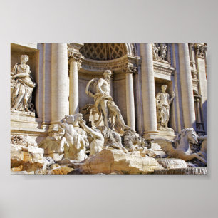 Póster ornamento metalizado de la fuente trevi