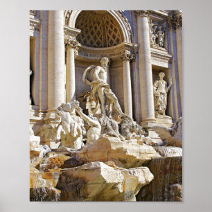 Póster ornamento metalizado de la fuente trevi
