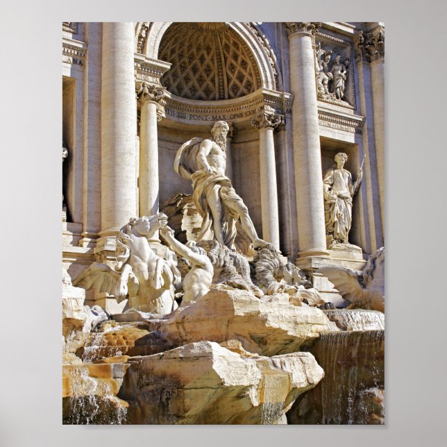 Póster ornamento metalizado de la fuente trevi (Frente)