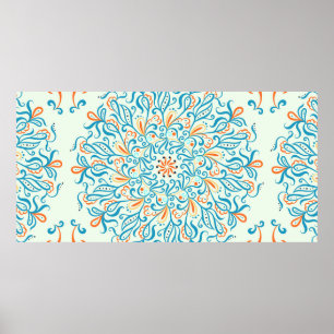 Póster Ornamento para azulejos de cerámica. Patrón abstra