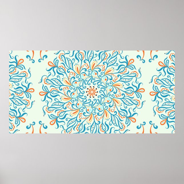 Póster Ornamento para azulejos de cerámica. Patrón abstra (Frente)