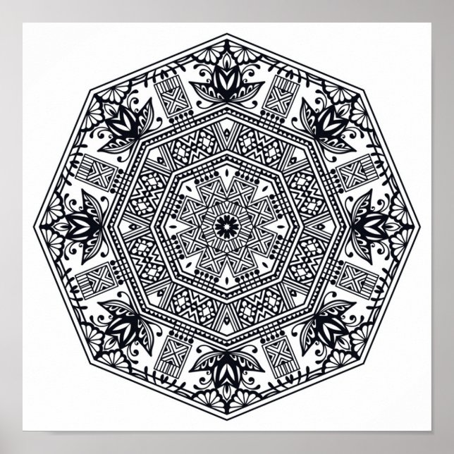 Póster Ornamento redondo de Mandala 2 (Frente)