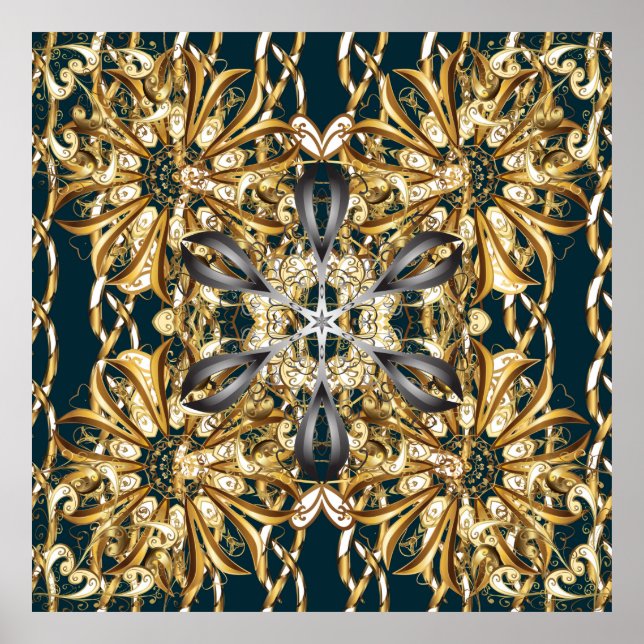 Póster Ornamento tradicional. Retroceso clásico (Frente)