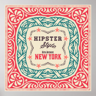 Póster Ornamentos barrocos y detalles florales, tarjeta H