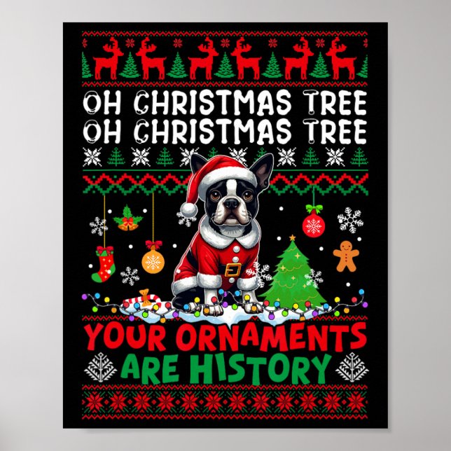 Póster Ornamentos de árbol de navidad son historia suéter (Frente)