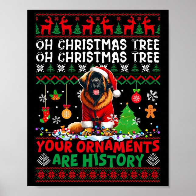 Póster Ornamentos de árbol de navidad son historia suéter (Frente)