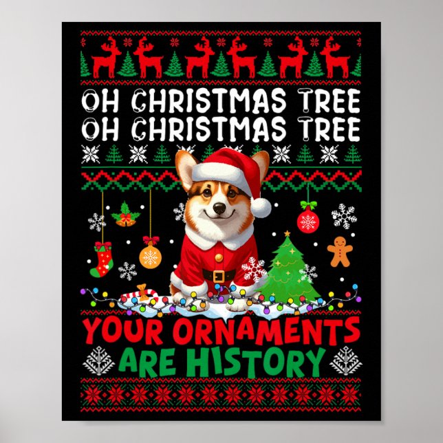Póster Ornamentos de árbol de navidad son historia suéter (Frente)