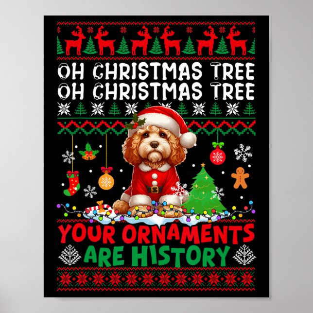 Póster Ornamentos de árbol de navidad son historia suéter (Frente)