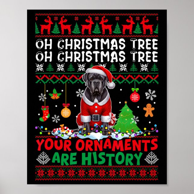 Póster Ornamentos de árbol de navidad son historia suéter (Frente)