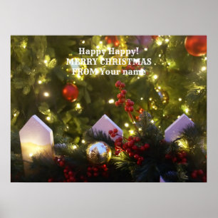Póster Ornamentos de árboles de Navidad