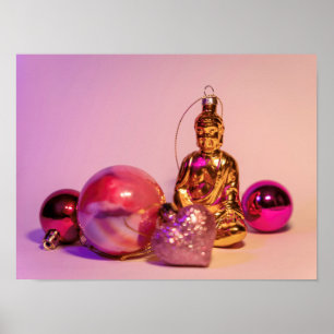 Póster Ornamentos de bolas de vidrio para navidades y Bud