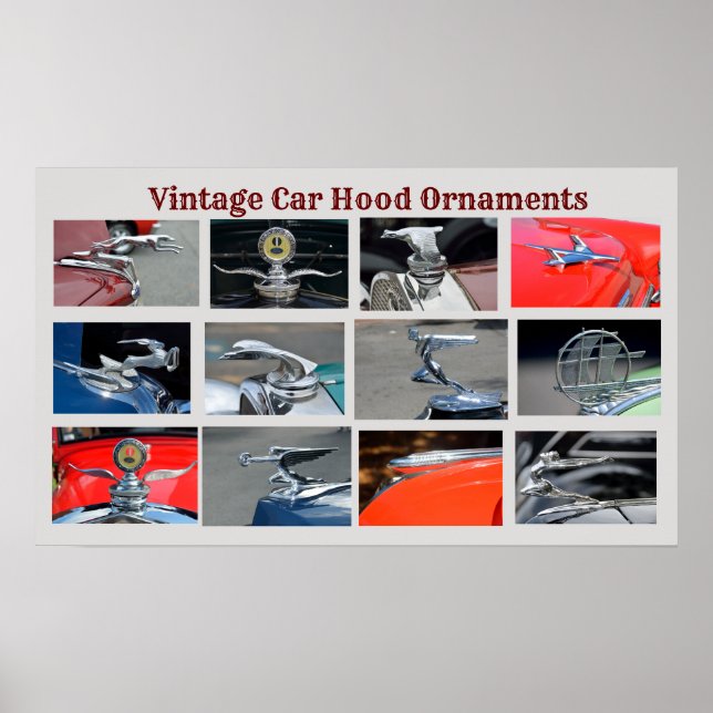 Póster Ornamentos de cascos de coches de época (Frente)