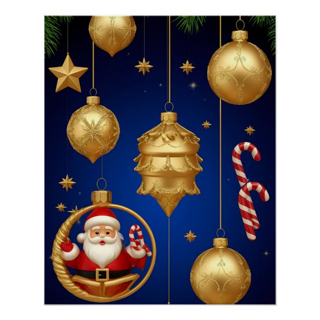 Póster Ornamentos de Navidad Elegantes (Anverso)
