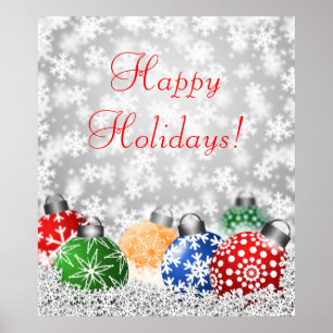 Póster Ornamentos del árbol de navidad en el poste del