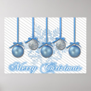 Póster Ornamentos del purpurina del azul y de la plata