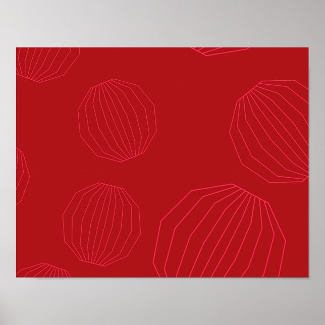 Póster Ornamentos navideños simples, modernos y fluidos (Frente)