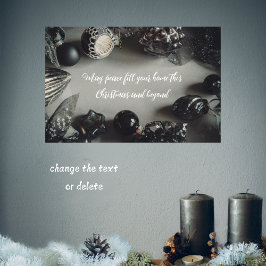 Póster Ornamentos Vintage de Navidad Negra con cinta de o