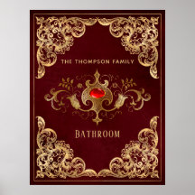 Ornate Burgundy and Gold Vintage Ruby Gemstone