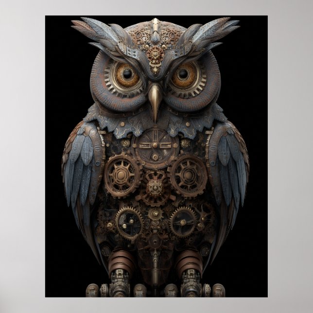 Póster Ornate Clockwork Owl (Frente)