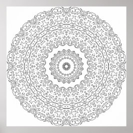 Póster Ornate Floral Vine Mandala with Layered Rings