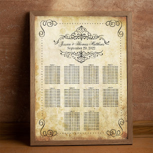 Póster Ornate Flourish Vintage Wedding