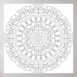 Póster Ornate Lattice Petal Mandala with Floral Geometry