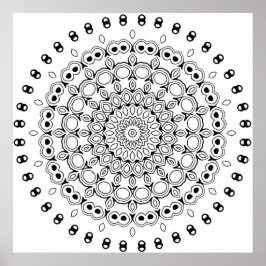 Póster Ornate Layered Mandala with Leaf and Orb Details