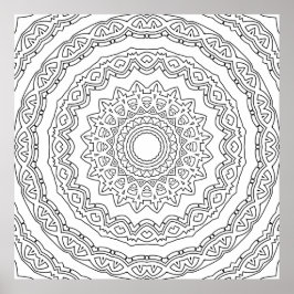 Póster Ornate Layered Mandala with Scalloped Ring Detail
