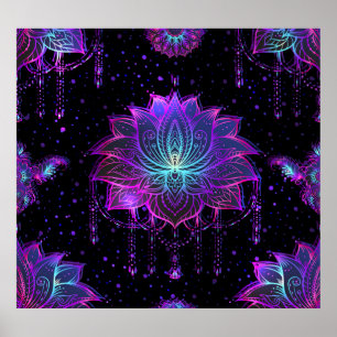 Póster Ornate Lotus Flower Seamless Symbol