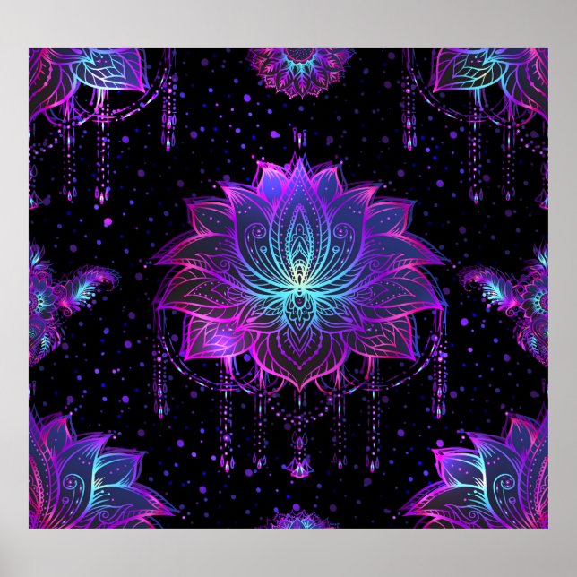 Póster Ornate Lotus Flower Seamless Symbol (Frente)