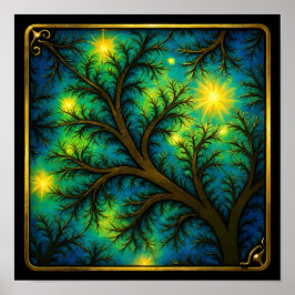 Póster Ornate Metal Overlay Fractal Seamless Wallpaper