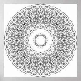 Póster Ornate Oval Medallion Mandala Ring Pattern Art