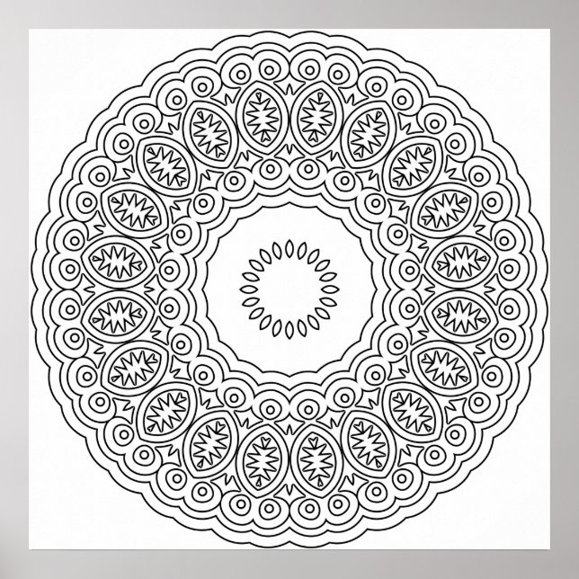 Póster Ornate Oval Medallion Mandala Ring Pattern Art (Frente)