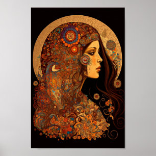 Póster Ornate Pattered Boho Hippie Chick
