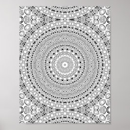 Póster Ornate Petal Rings Coloring Page Pattern Design