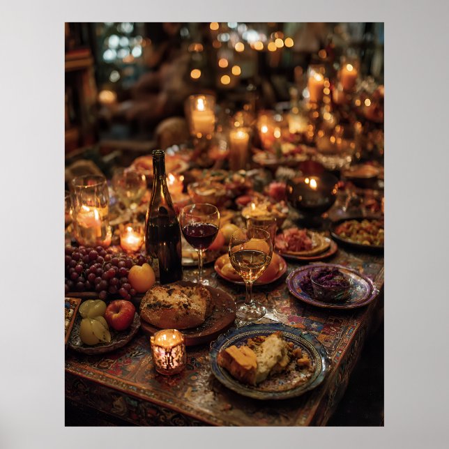 Póster Ornate Red Wine Banquet Table (Frente)