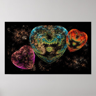 Póster Ornate Steampunk Velvet Corazones texturados