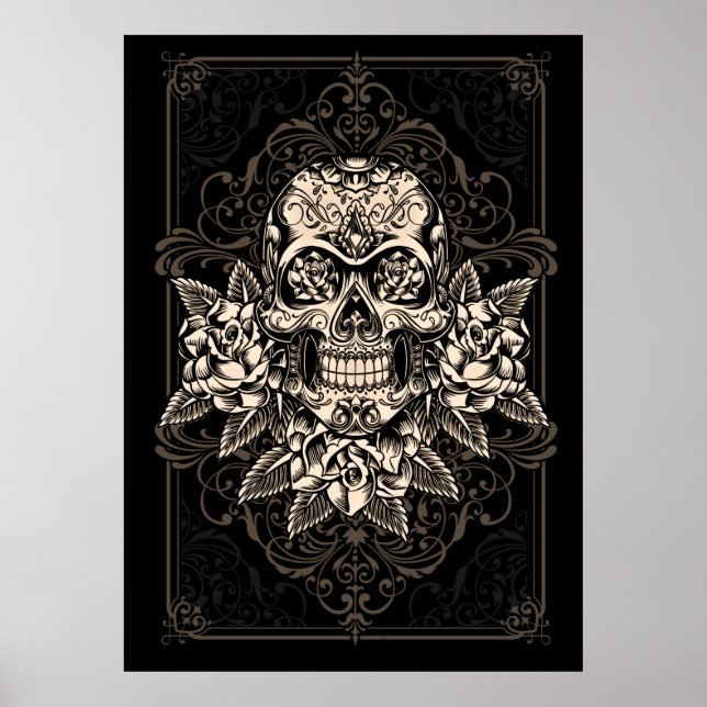 Póster Ornate Sugar Skull Poster (Frente)