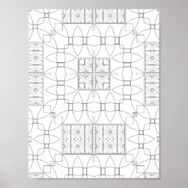Póster Ornate Tile Pattern Coloring Page Symmetry Design