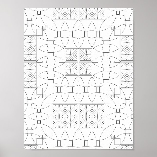 Póster Ornate Tile Pattern Coloring Page Symmetry Design (Frente)