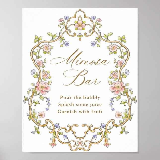Póster Ornate Victorian Grace Floral Mimosa Bar Rótulo (Frente)