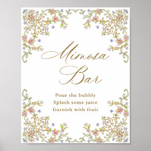 Póster Ornate Victorian Grace Floral Mimosa Bar Rótulo
